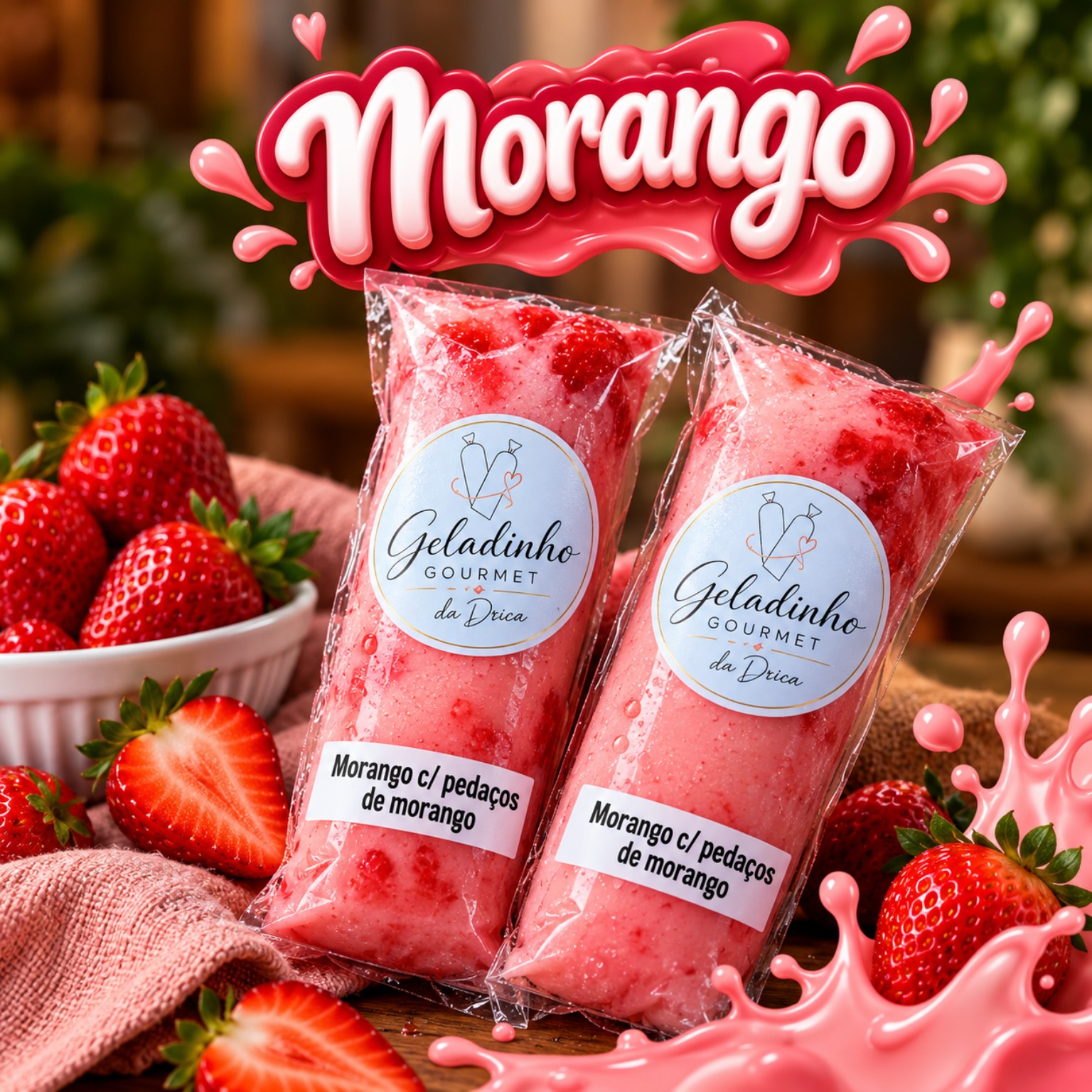 Geladinho de morango da Drica